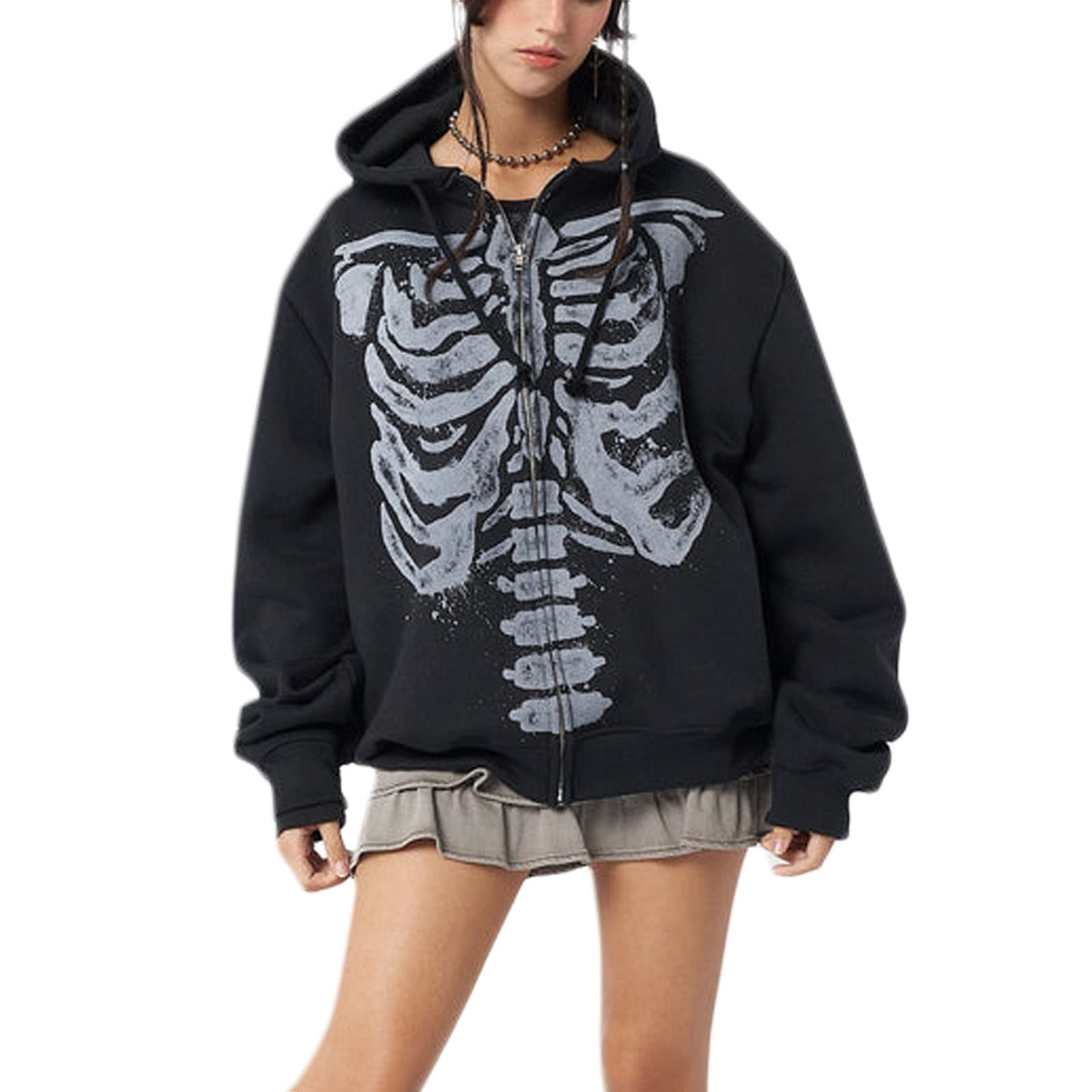 FeMereina Fairy Grunge Clothes Alt Emo Clothing Y2k Kapuzenpullover mit Reißverschluss übergroßes Kapuzen-Sweatshirt Harajuku Ästhetische Jacke