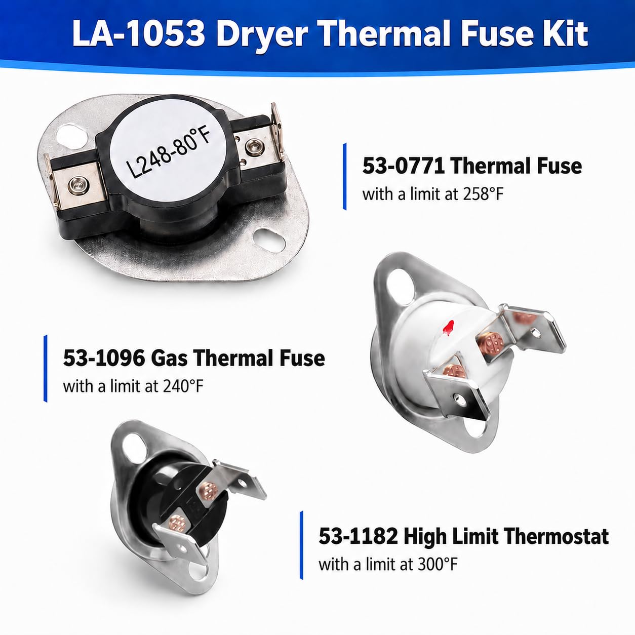 【極美品/DOMINGO】THERMAL CREW TOP L LA-1053 Dryer Thermal Fuse Kit with 53-1182 Fuse & 53-0771 L248-80