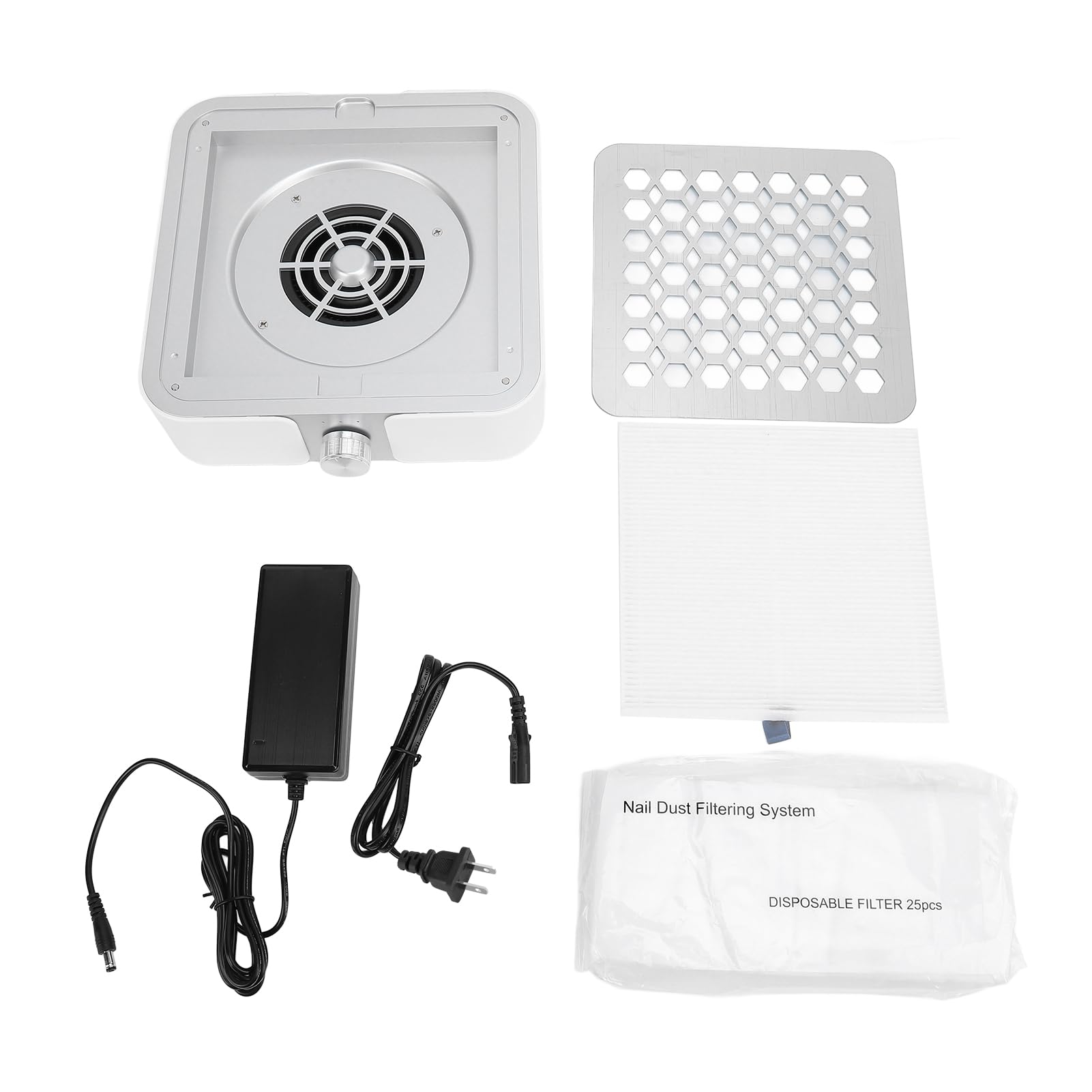 Manicure Vacuum Cleaner, 60W High Power ABS Nail Dust Suction with Reusable Filter for Home Nail Salon, 4500RPM Brushless Motor Nail Dust Collector with Heat Dissipation Holes