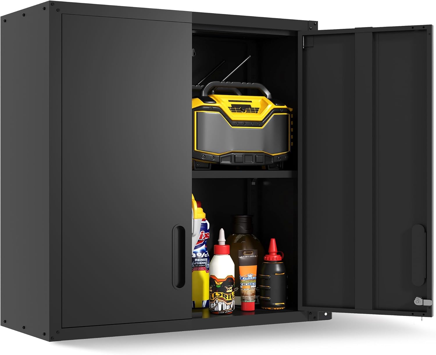 Garage Cabinets,Metal Garage Storage Cabinet with Wheels,Lockable Rolling Tool Cabinet with Drawer and Adjustable Shelves,Heavy Duty Tools Cabinet for Home Office Utility Room,Black/Grey
