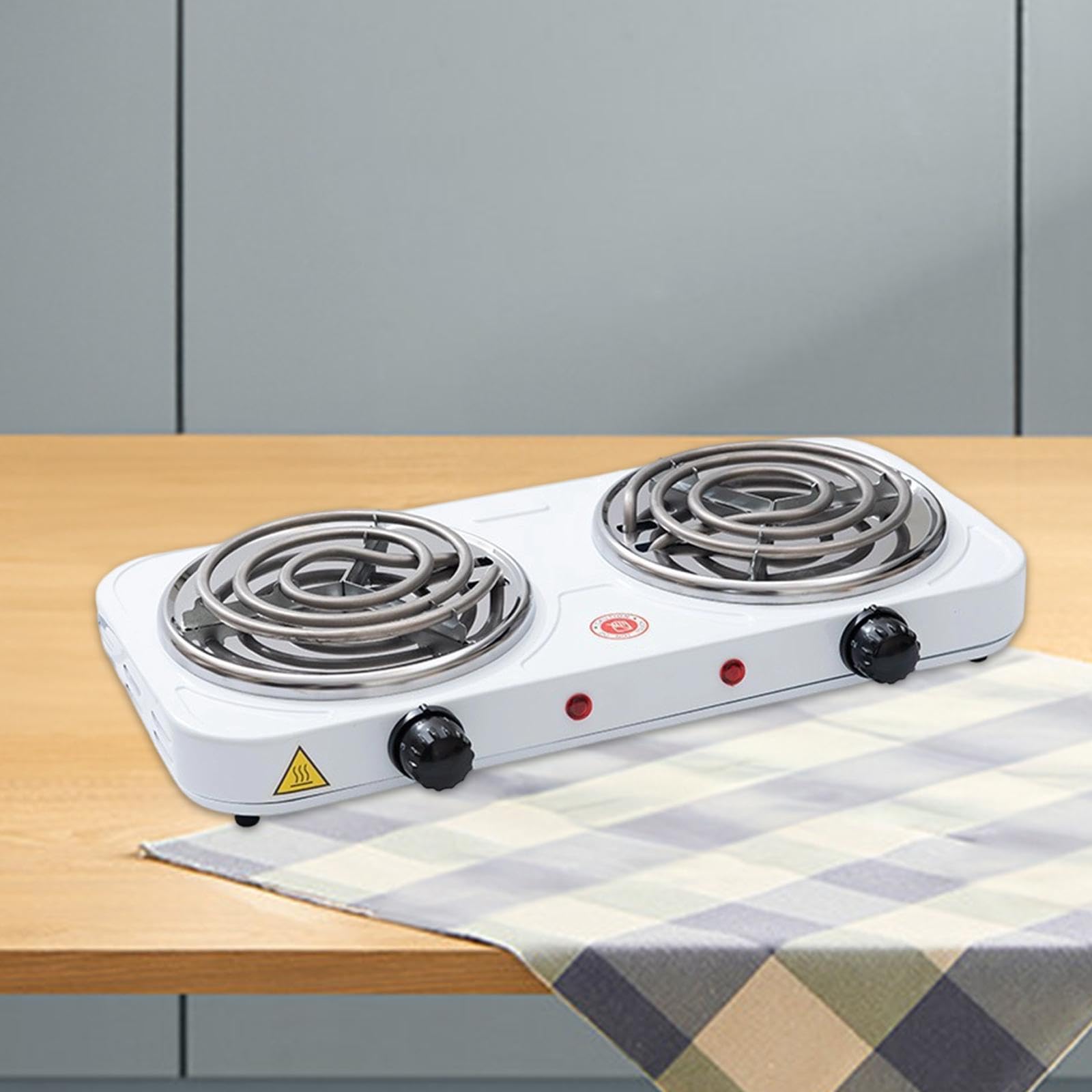 MERIGLARE Elektrischer Doppelkocher für die Arbeitsplatte, tragbar und kompakt, 2000 W, einstellbare Temperatur zum Braten und Schmoren, Heizrohr