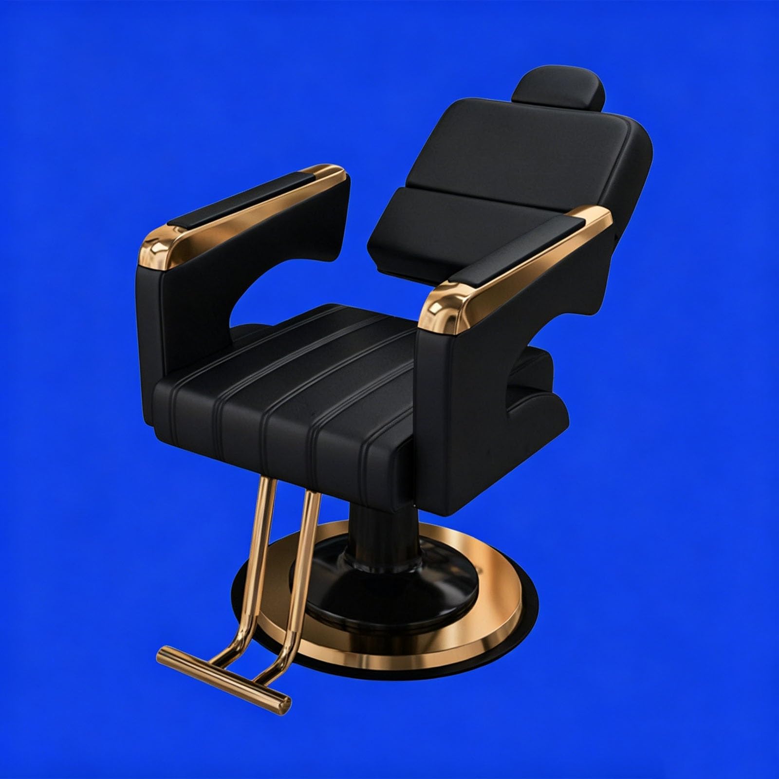 Sillón de barbería reclinable, Silla para peluquería, giratoria 360 Grados, Ideal para Maquillaje, tratamientos faciales, depilación con Cera, Tatuajes y barberías(Black)