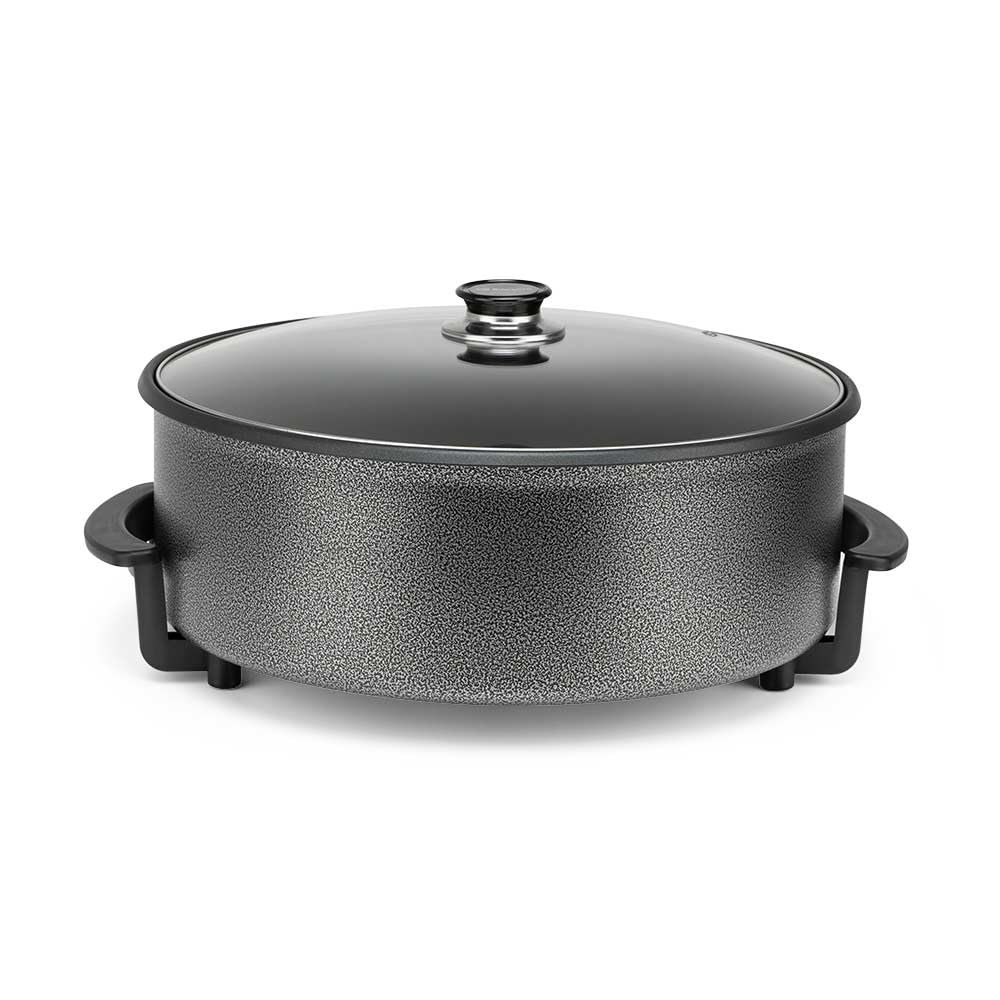 Olla eléctrica Orbegozo PZ 4211, 42 cm, 1500W, Capacidad 6 Litros, Tapa de cristal con asa y válvula de seguridad.