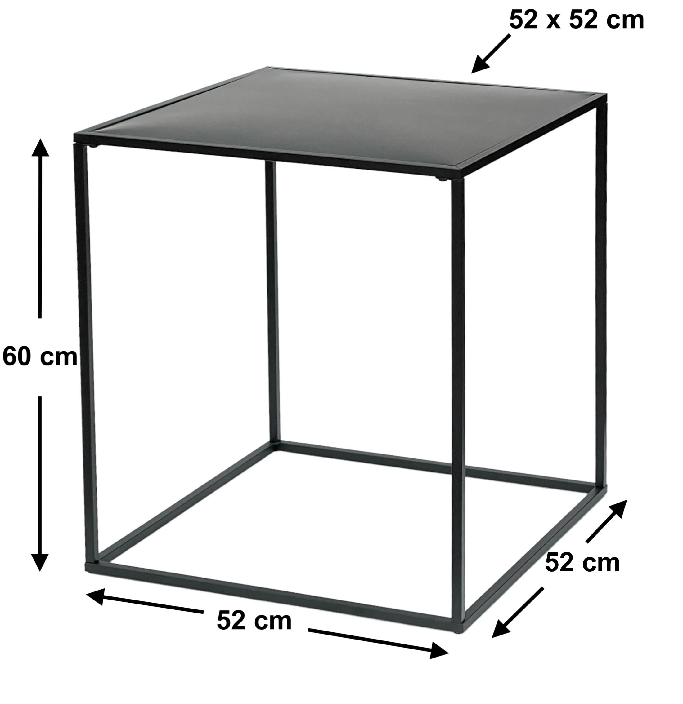DanDiBo Tavolino da salotto, in metallo, colore nero, 96252 (60 cm)