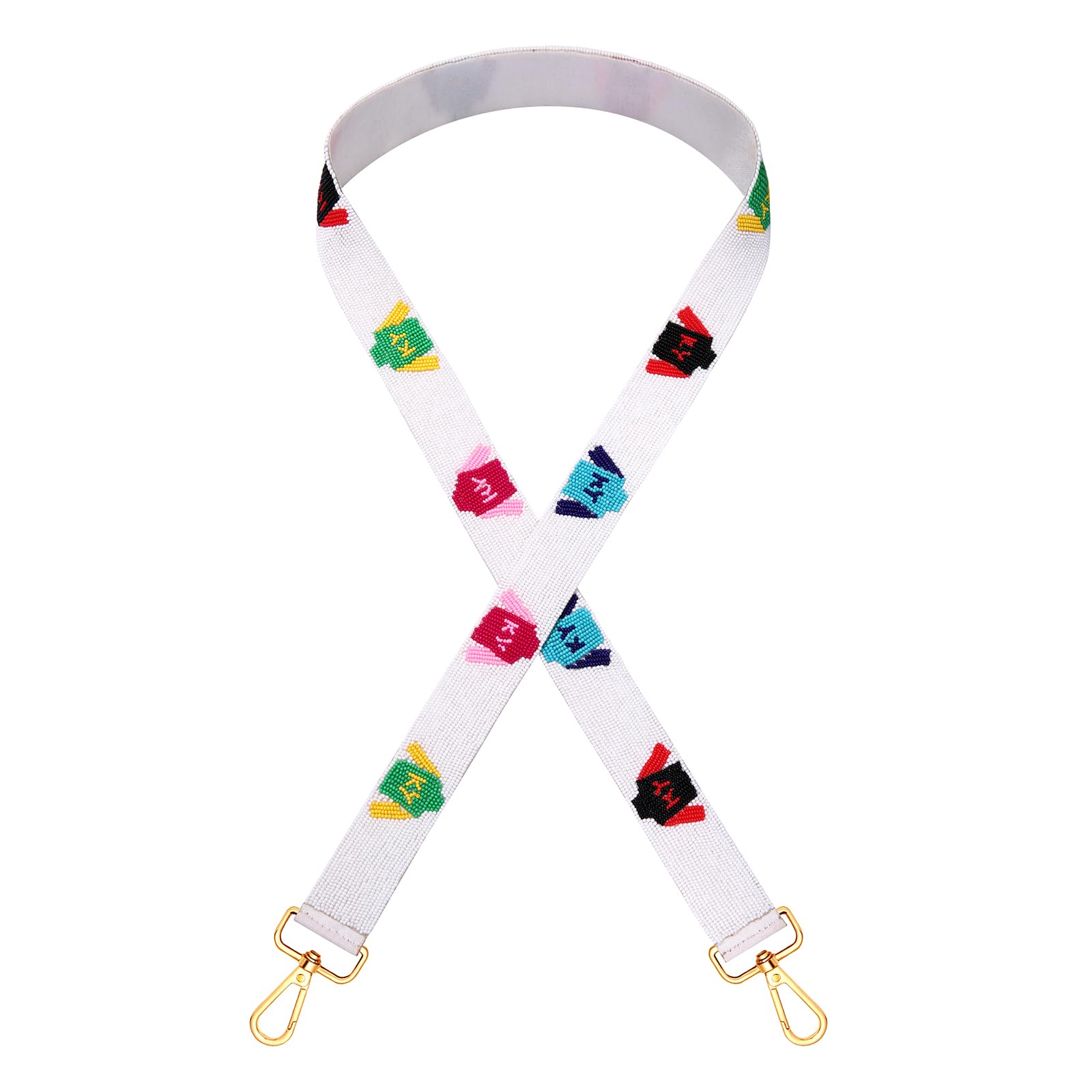 boderier Derby Purse Strap Replacement Crossbody Bag Strap Beaded Riding Suit Shoulder Strap for Bags Racing Fan Gifts (White Colorful Suit)