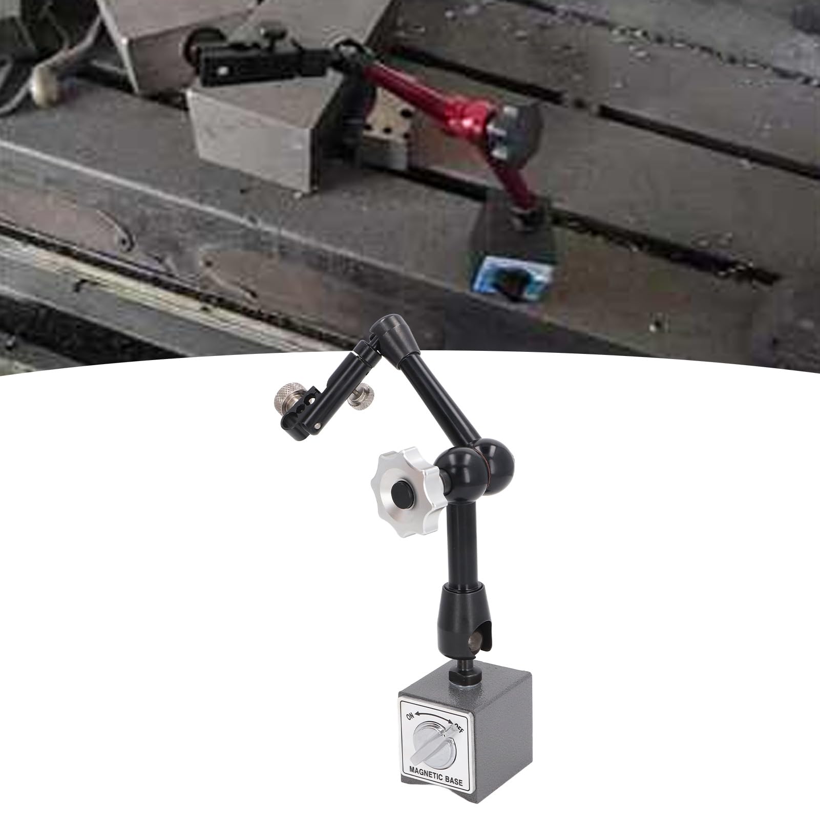 Soporte de base magnética universal Brazo flexible de alta resistencia ajustable Soporte de permanente para mecanizar piezas de trabajo Calibración de equipos de medición