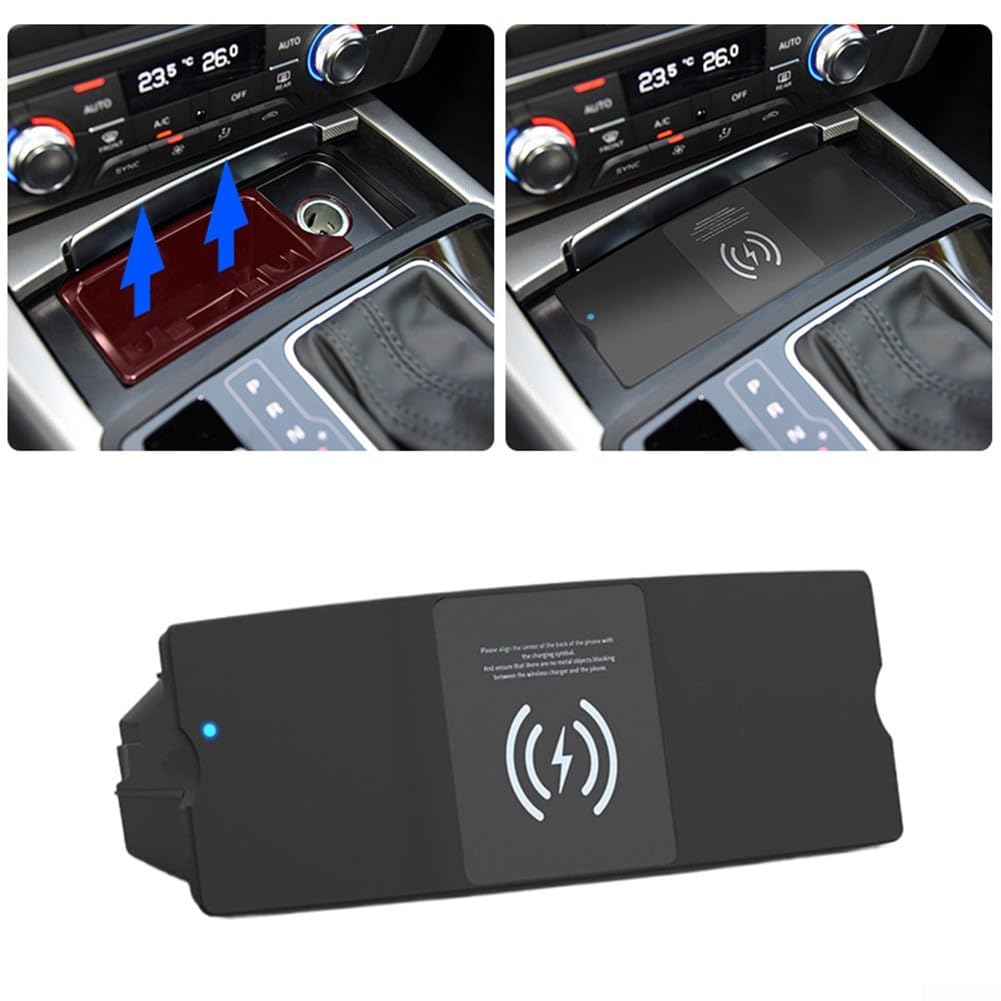 Para A6 A7 S6 S7 RS7 15W Soporte de carga inalámbrica para vehículos 2009-2018 Apoyo Eficiente Entrega de energía en el coche