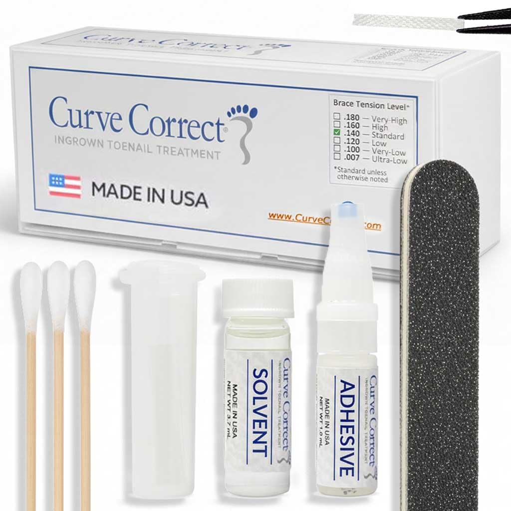 CurveCorrect® Ingrown Toenail Treatment Kit - Ingrown Toenail Corrector Kit with 10 Braces - at Home Ingrown Toenail Correction - Big Toe Ingrown Nail Removal