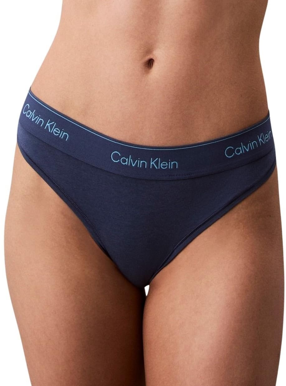 Calvin Klein Women’s Stretch Thong, Blue (Dark Denim), XL