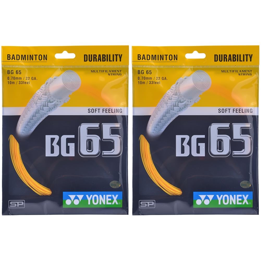 YONEX BG 65 0.70mm Braided Fibre Badminton Strings (Orange) Nylon (Pack of 2)-picture-25