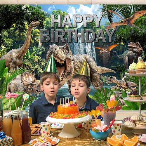 Fondo de cumpleaños dinosaurio 82.7x59.1 pulgadas miniatura 4