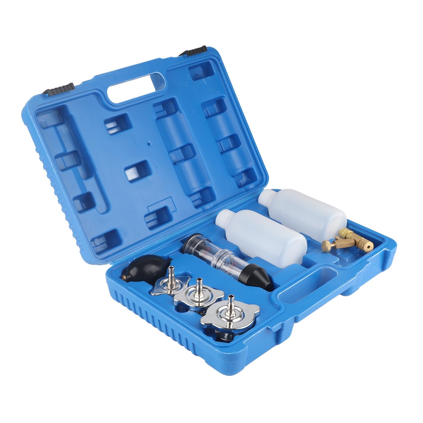 Combustion Leak Detector, 8Pcs Combustion Gas Leak Tester Kit ABS Metal Head Gasket Tester with Blow Molded Box for Cars Trucks Road Tractors Excavators Motorcycles and Forklifts