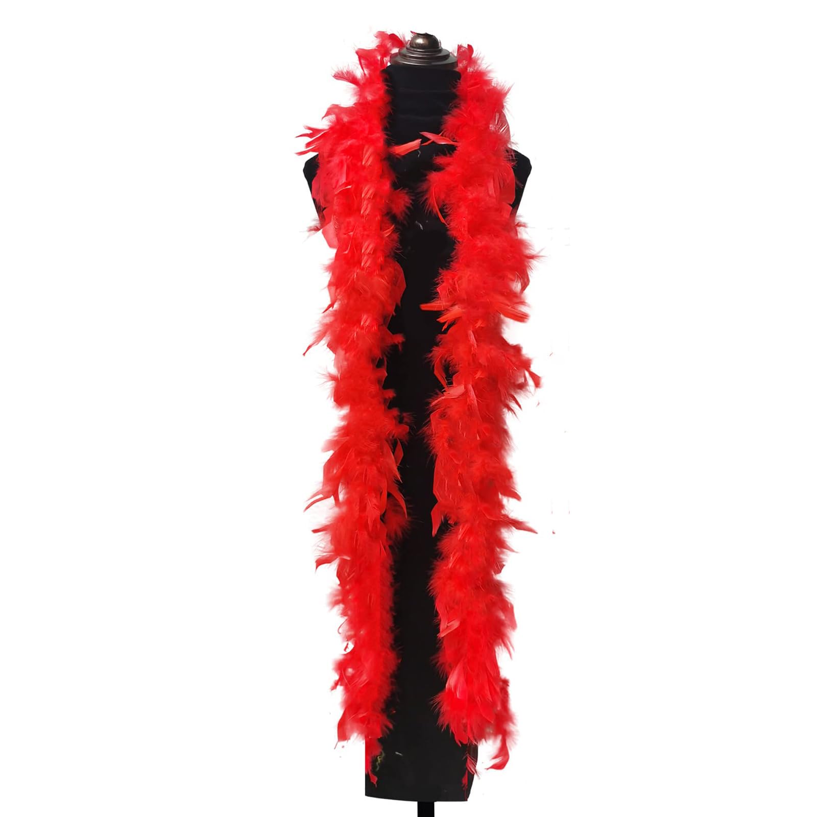 HBINGL Red Feather Boa, 6.6Ft Feathers Boa Thick Costume Accessory DIY Girl's Fancy Dress for 1920's Cosplay, Carnival, Wedding, Halloween Holiday , Christmas Decorations 40g