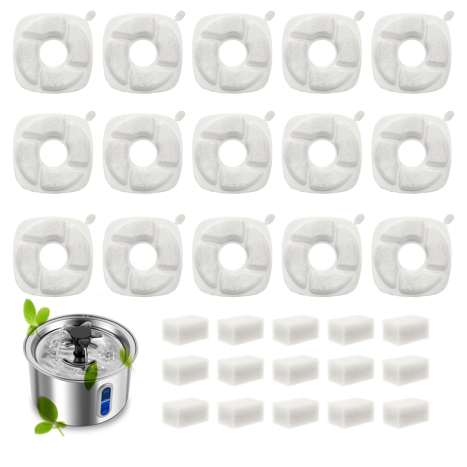 3L/101oz Stainless Steel Cat Water Fountain for Indoor Use (Includes 2 Filters) and 15 Pack Cat Water Fountain Replacement Filters - image 3
