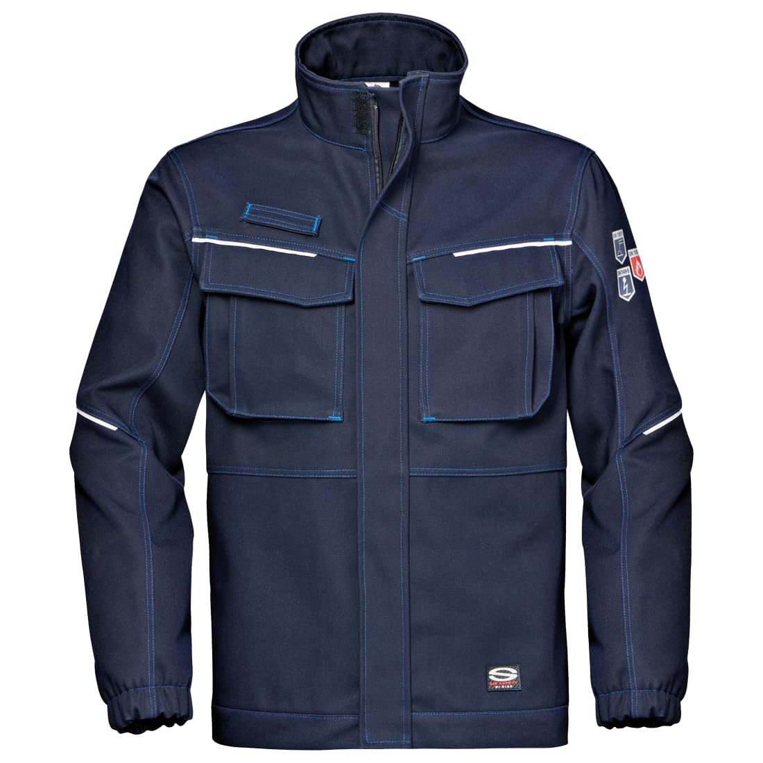 Sir Safety System Polytech Max 2/1 Giacca da Lavoro Uomo Multinorma Ignifugo Antistatico, 495 g/m² anteriore, 2 Tasche, Protezione Arco Elettrico APC 2, UNI EN ISO 11612:2015, 44-62, Blu Scuro
