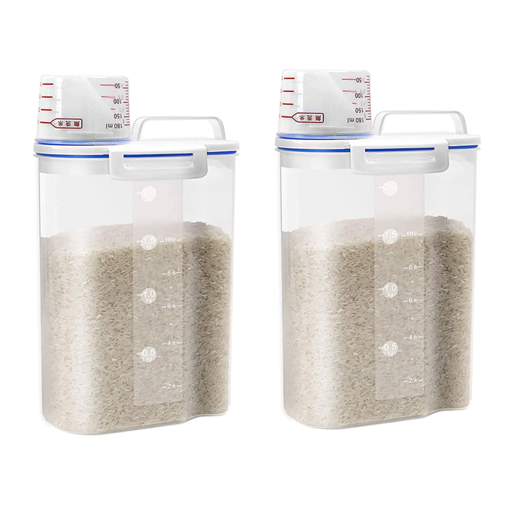 Hndhbfgrt 2X Rice Cereal Container Storage - Airtight Dry Food Container Storage Plastic Small Rice Dispenser with Measuring Cup
