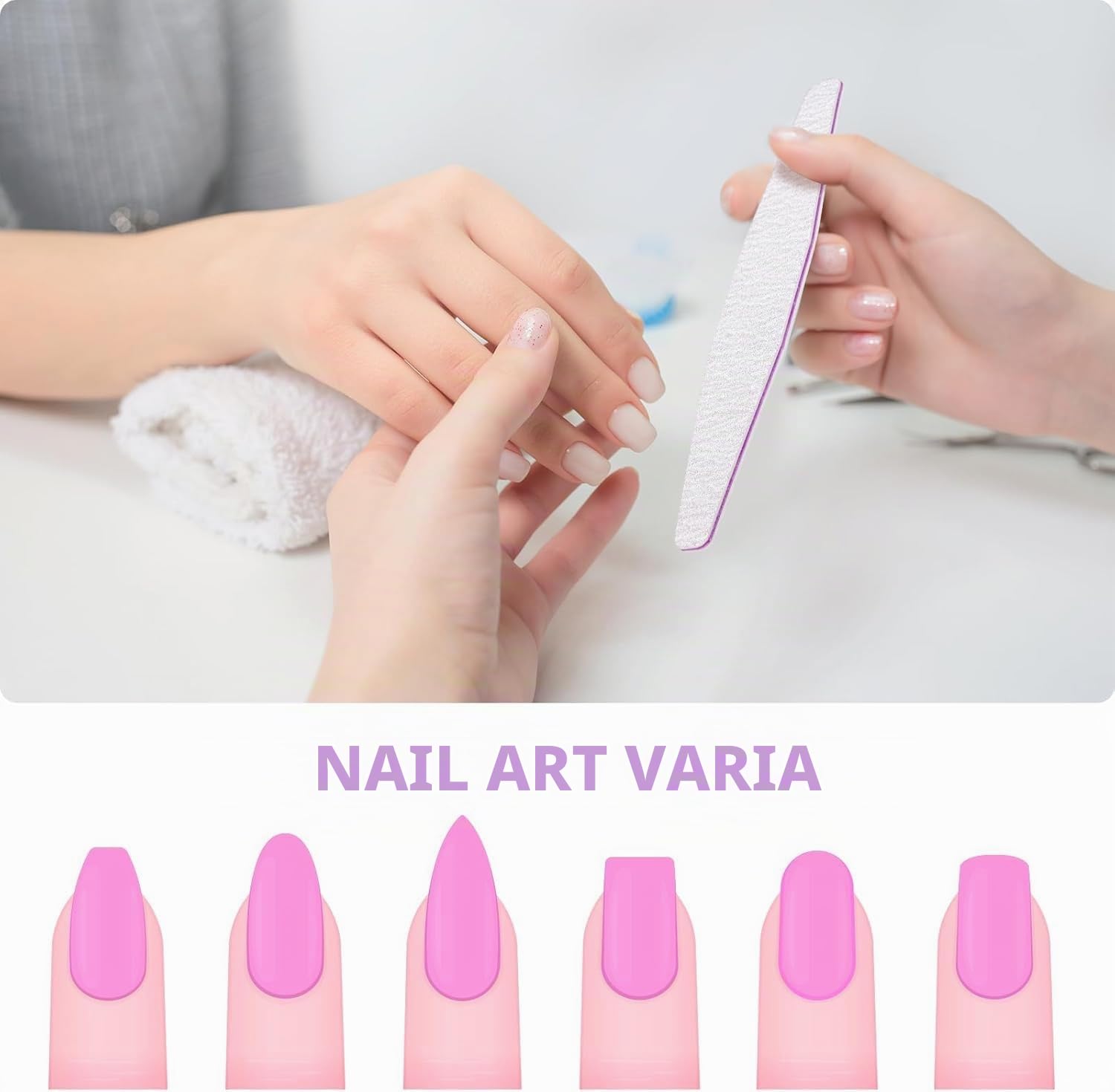 20 lime per unghie, lima per unghie professionale a doppio lato, riutilizzabile 100/180 grit per saloni di manicure, fai da te per nail art