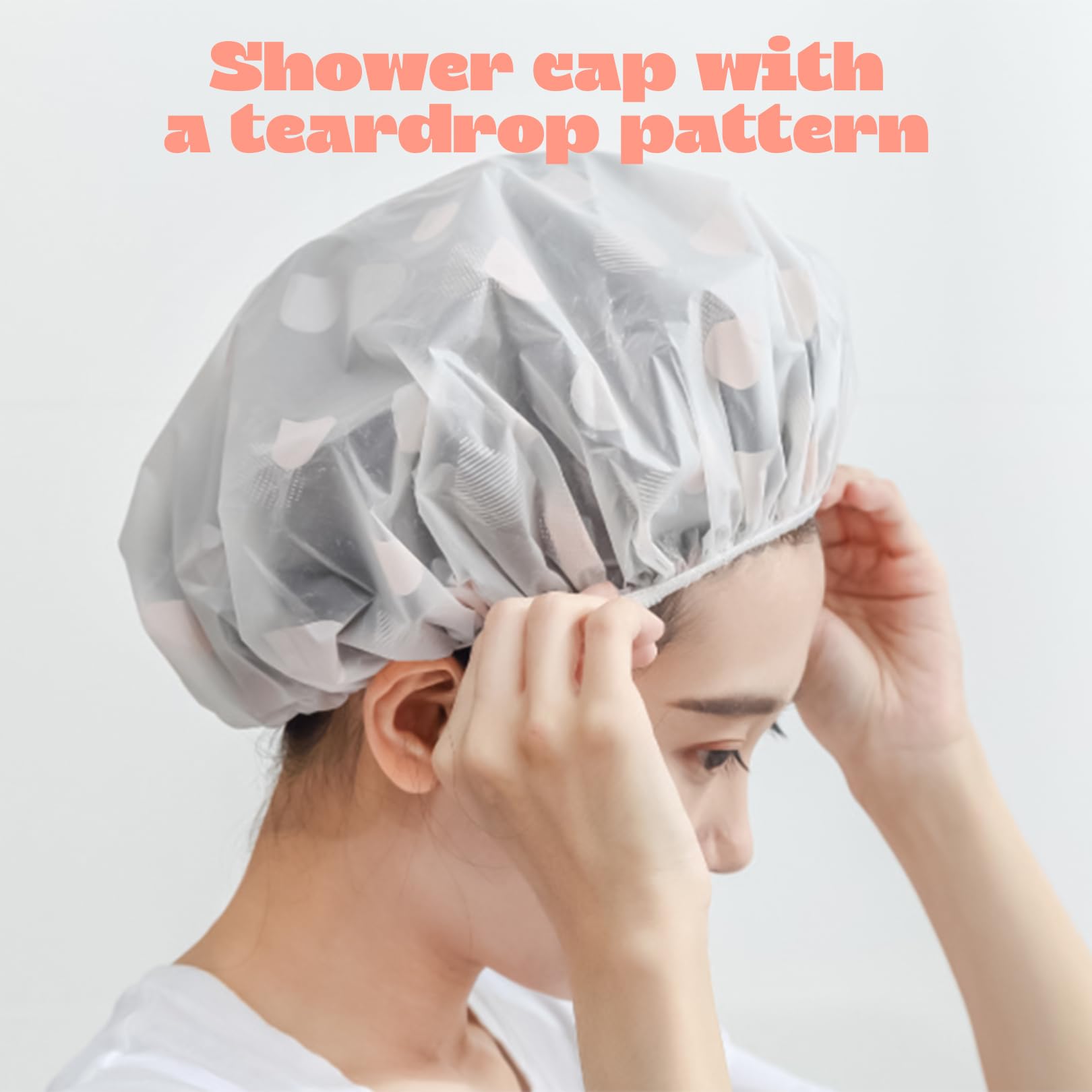 2-Stück Duschhaube, Duschhaube für Damen, Wasserdichte und Wiederverwendbare Duschhauben, Shower Cap 28 cm Breite mit Elastischem Band, Elastische Duschkappe für Damen, Spa, Salon, Wohnungen und Hotel