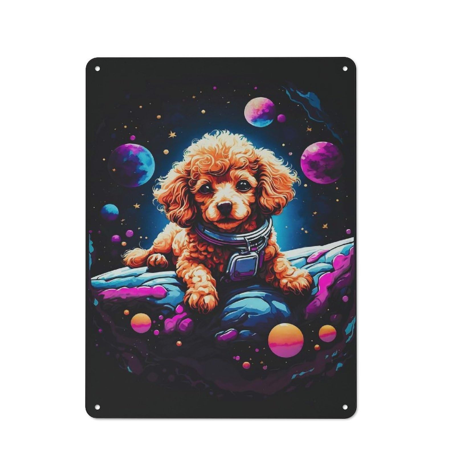 Junmoney Poodle Puppy Metal Plaque 40X30cm With For Garage Wall, Vintage Decor, Autumn Home Decor For Collectors Of Metal Signs
