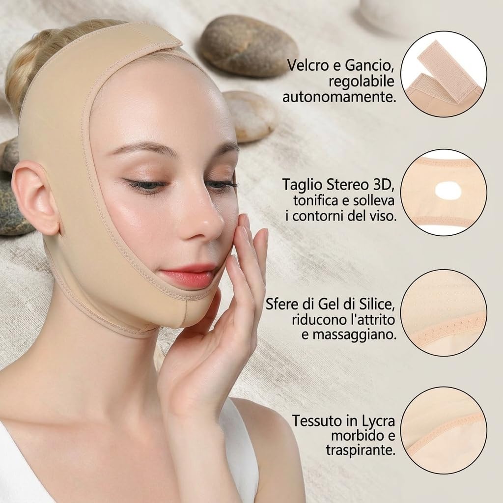 Sweetlifty Doppio Mento V-Face Lifting Mask, fascia di serraggio per il viso per ridurre il doppio mento e migliorare la piega naso-labiale (M)