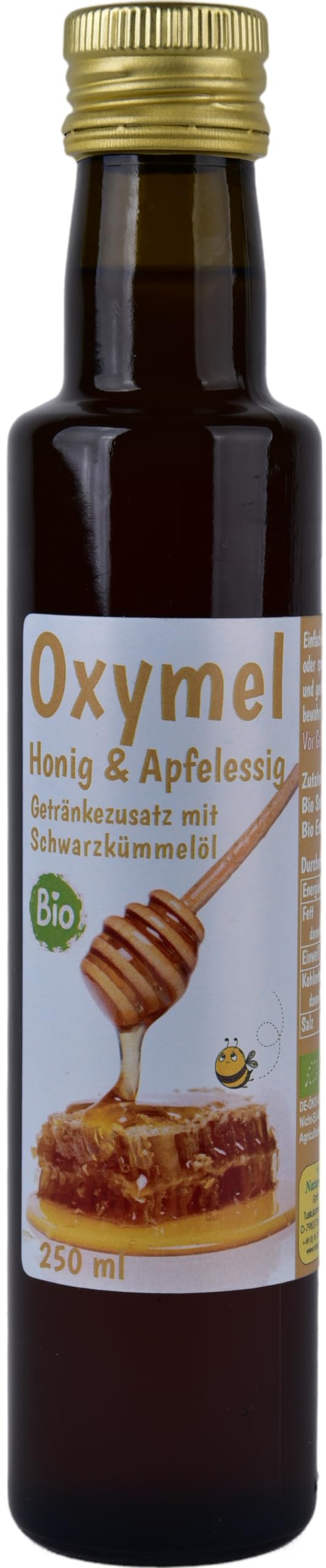 Bio Oxymel Black Cumin Oil 250 ml Concentrate Drink Additive with Honey and Apple Cider Vinegar Sour Honey