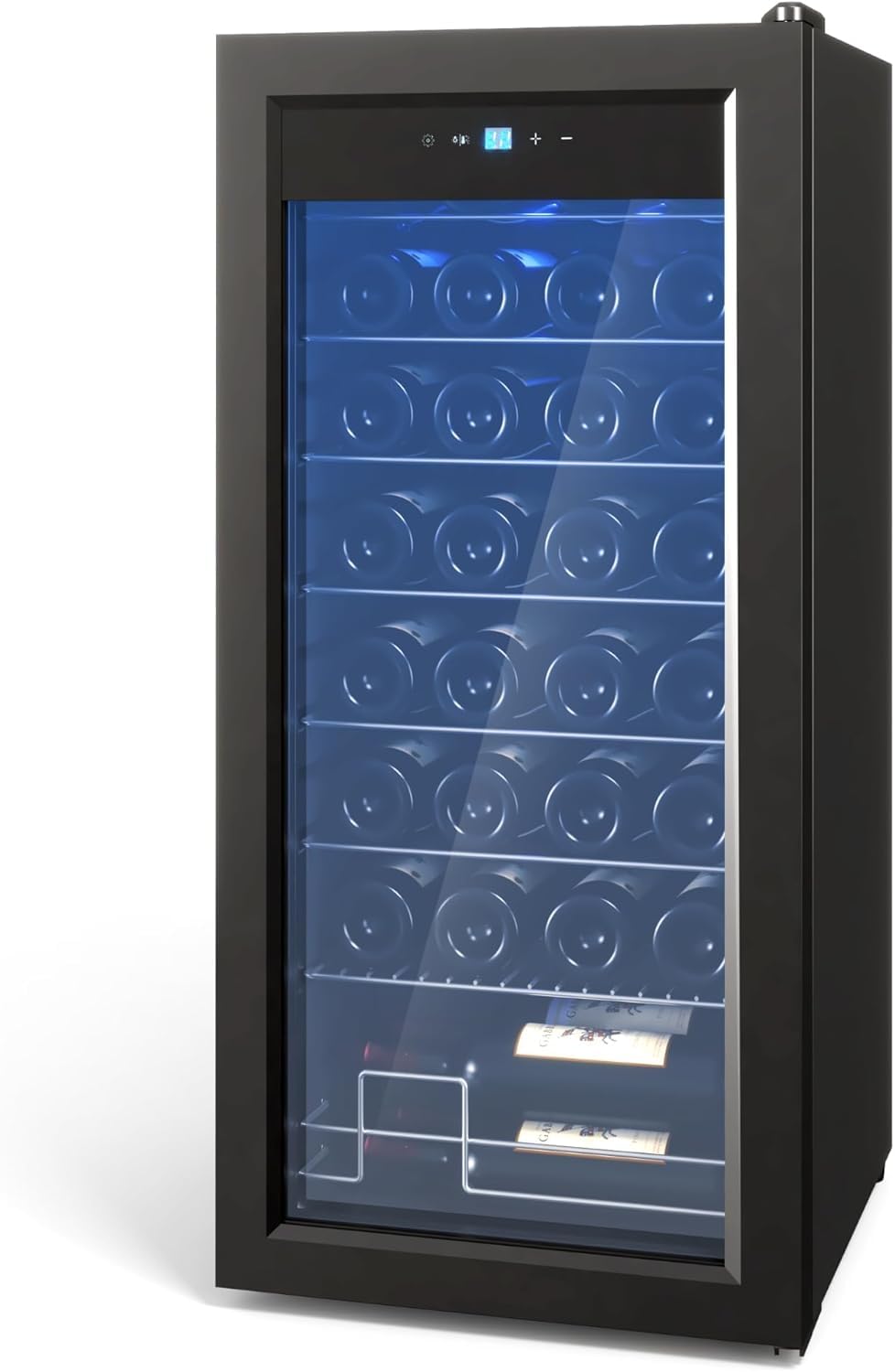 DEXSO 30 Bottles Wine Cooler Fridge - 80 Cans Beverage Refrigerator Glass Door, 41-64°Fwine Fridge with Led Light for Beer, Soda, Water, Drink Cooler for Home Office Bar