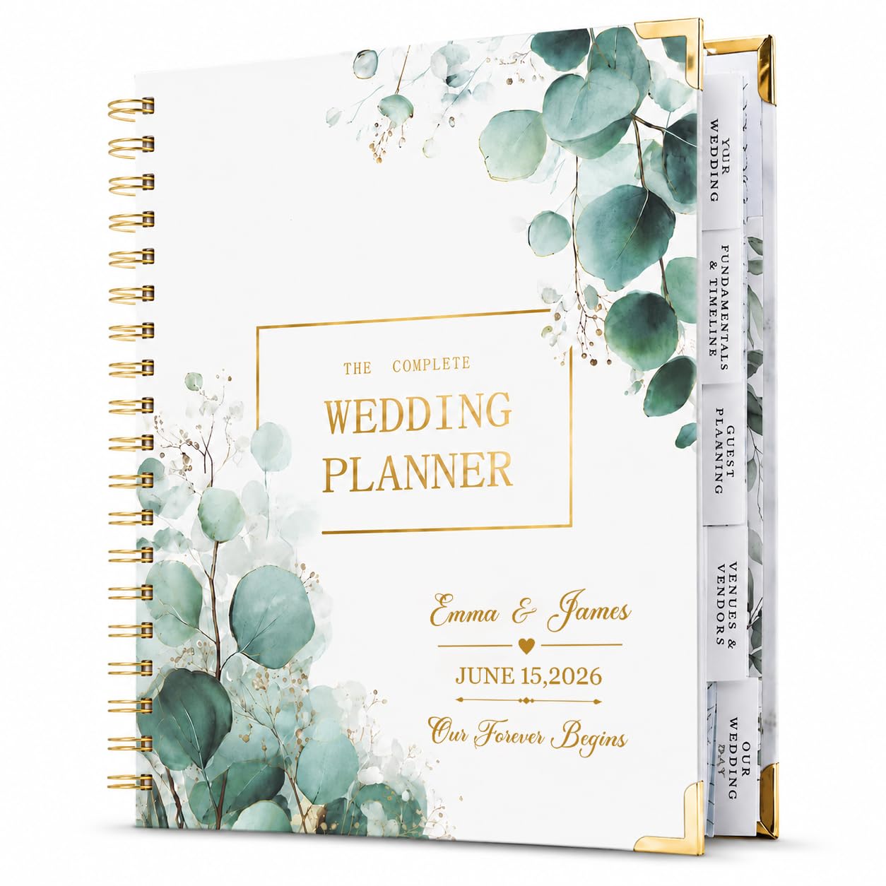 EDSG Personalised Wedding Planner Notebook for Engagement Gifts, Custom Wedding Planner Book Organiser, Bride to Be Gifts, Wedding Planning Keepsake Journal Gift For Women Bridal Shower