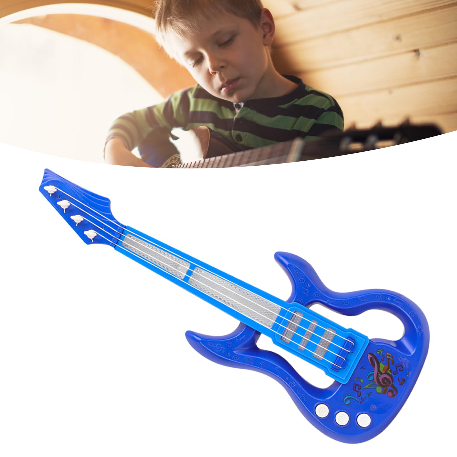 Giocattolo per Chitarra Elettronica per Bambini Mini Chitarra Elettrica Multifunzionale Divertente per L'educazione Musicale per Bambini (Blu)