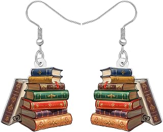 Acrylic Funny Book Earrings Dangle Bookshelves Jewelry Back to School Gifts for Teachers Women