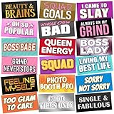 24 Designs Fun Photo Booth Props Fun Photo Booth Sign Decorations Double Sided 11x5.5 Inch Funny Props for Photoshoot DIY Water Proof Selfie Signs PVC Multi Color Printing for Party Supplies