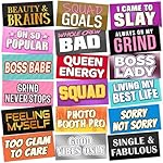 24 Designs Fun Photo Booth Props Fun Photo Booth Sign Decorations Double Sided 11x5.5 Inch Funny Props for Photoshoot DIY Water Proof Selfie Signs PVC Multi Color Printing for Party Supplies