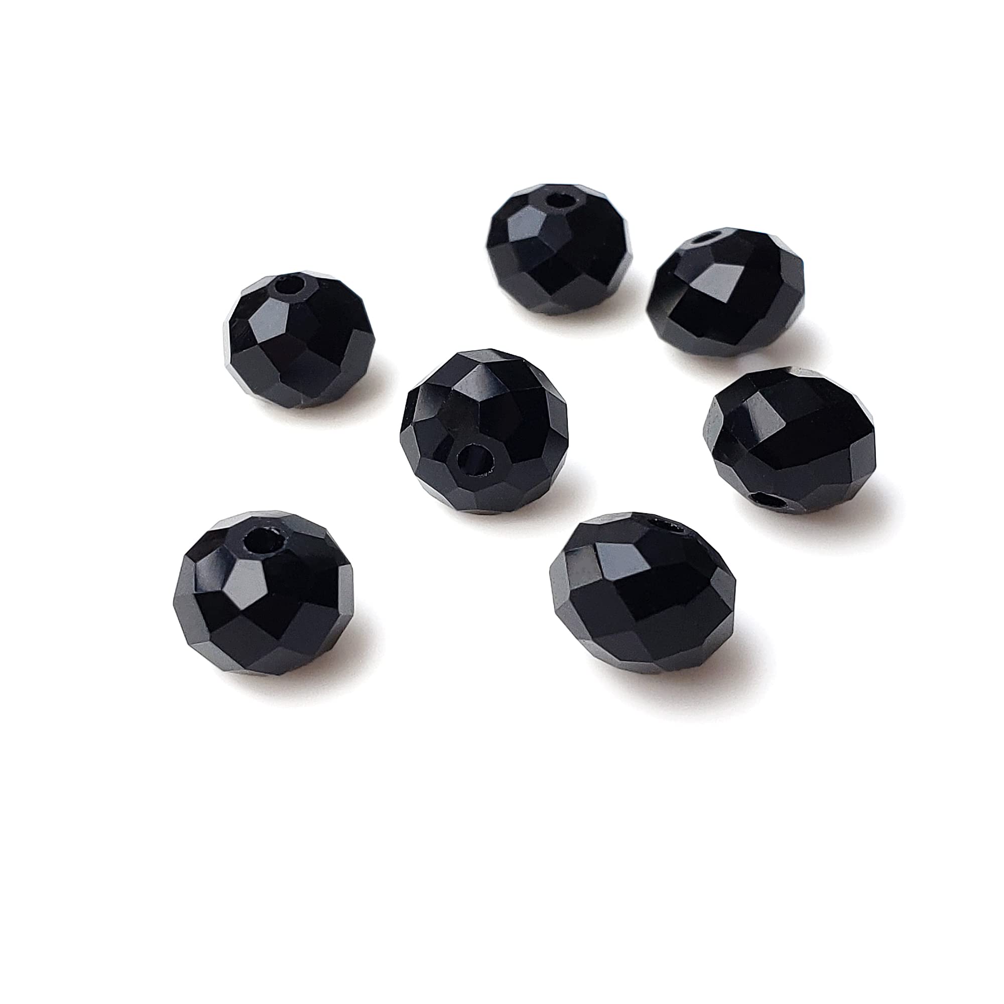 8mm Rondelle Black Glass Beads for Jewelry Making 300pcs Faceted Briolette Shape Crytal Spacer Beads for Bracelet Necklace Earring