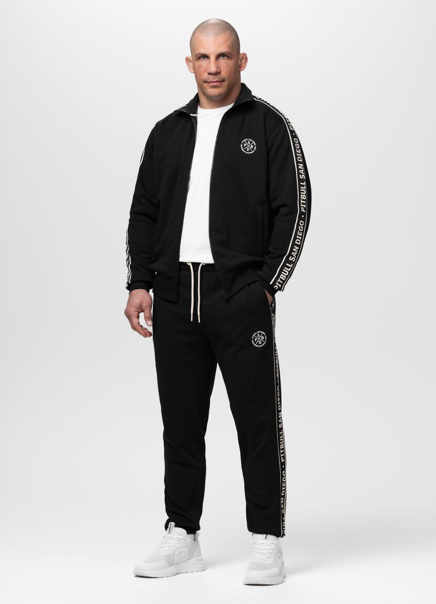 PITBULL - Sweatshirt Herren mit Reißverschluss Nexus, Sweatjacke mit Zip Klassischer Schnitt, Zipper Jacke mit Logostreifen, Herren Sportjacke, Zip Sweatshirts, Freizeitjacke
