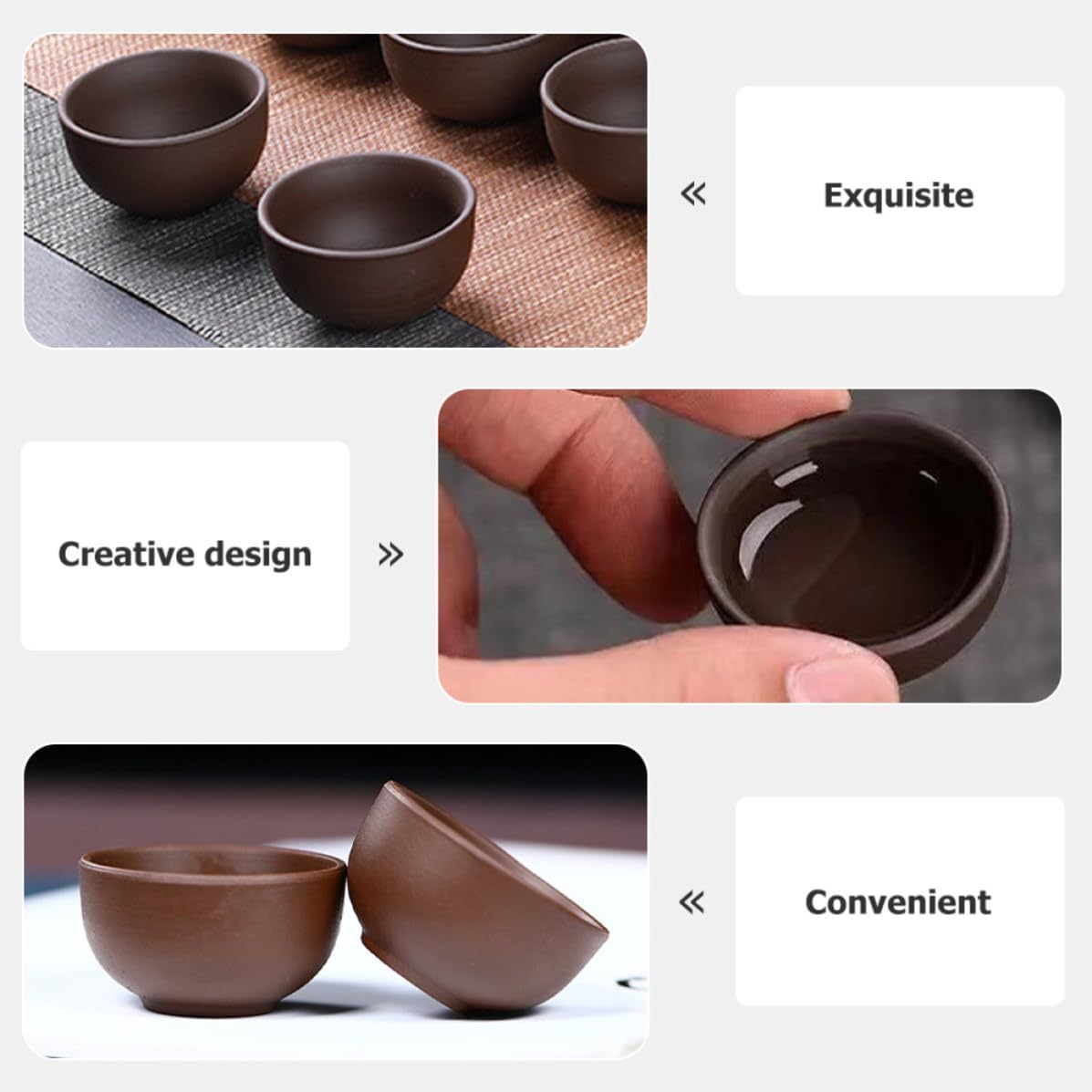 6pcs Purple Sands Tea Cup 30ml Elegant Classic for Oolong Tea