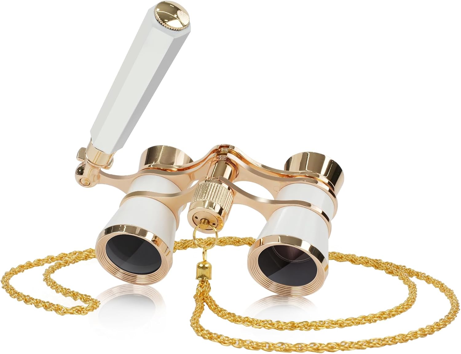 3X25 Theater Glasses Binoculars Compact with Adjustable Handle & Chain Opera Glasses for Women Adults in Musical Concert（White）