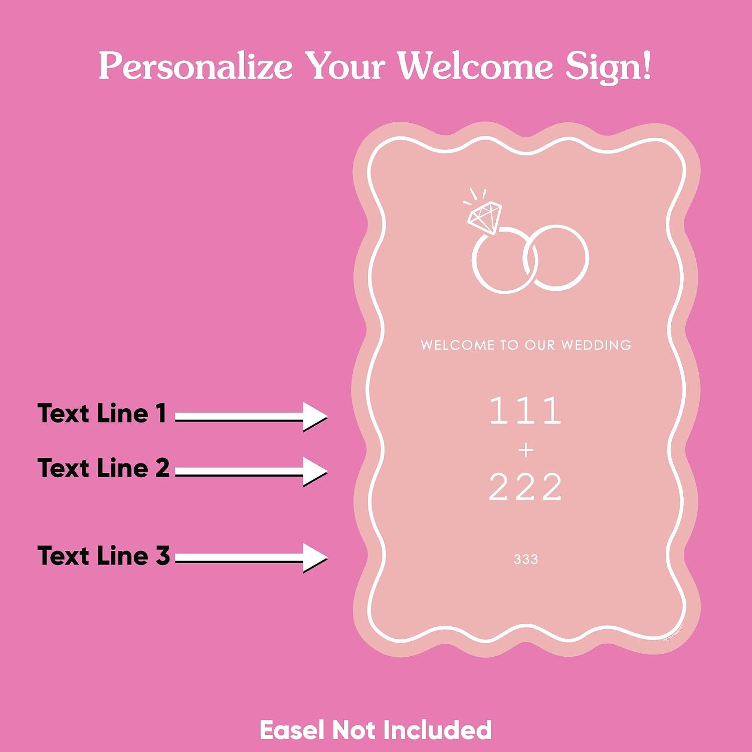 Big Dot of Happiness Personalized Pink Wedding Welcome Sign Arch, Custom Wedding Party Tabletop Decor Sign, Premium Matte Plastic Board, 11 x 17 inches