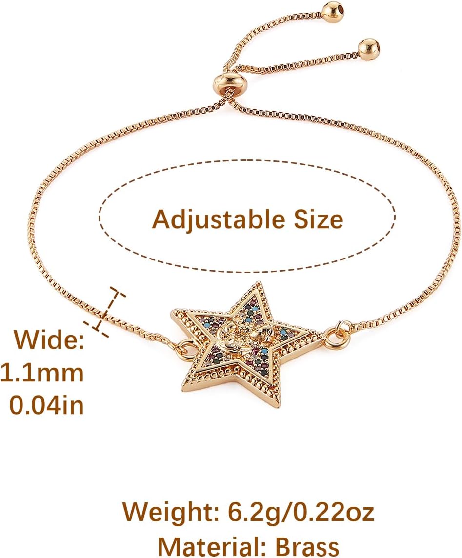HZMAN Gold Brass Catholic Virgin Mary Bracelet for Women Five Pointed Star Link Bracelet Gifts for Her - Image 6