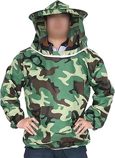 Fato de apicultura jaqueta de abelha com chapéu de apicultura véu com zíper terno de apicultor profissional mangas de proteção de apicultura camuflagem roupas de apicultura para homens mulheres