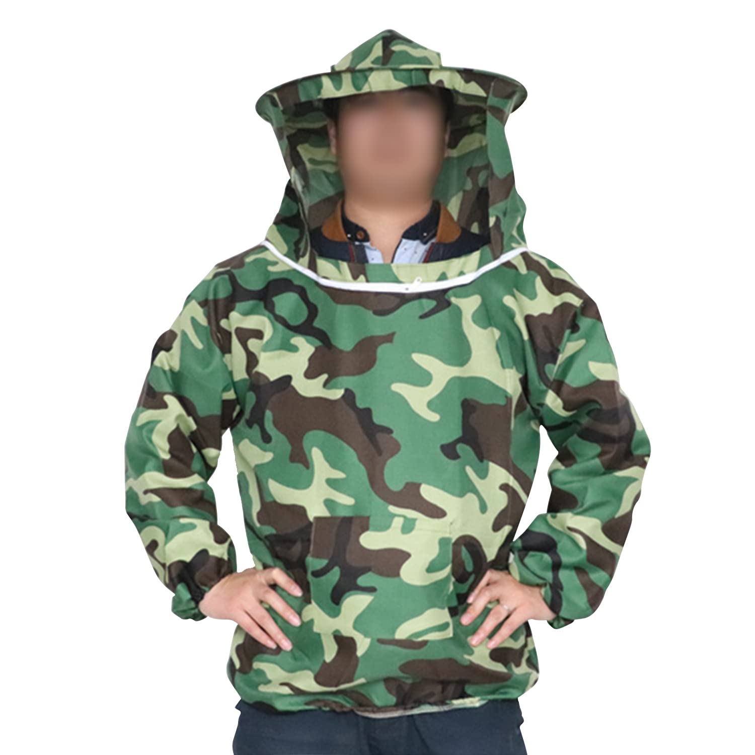 Pepisky Beekeeping Suit Bee Jacket with Beekeeping Hat Veil Zippered Professional Beekeeper Suit Beekeeping Protective Sleeves Camouflage Beekeeping Clothes for Men Women