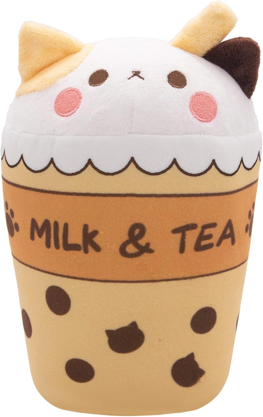 Boba Plush Bubble Tea Plushies Plush Toy Pillow Cartoon Cute Milk Cat Plush Cup Stuffed Animal Gift for Kids Birthday Halloween Christmas (Yellow)
