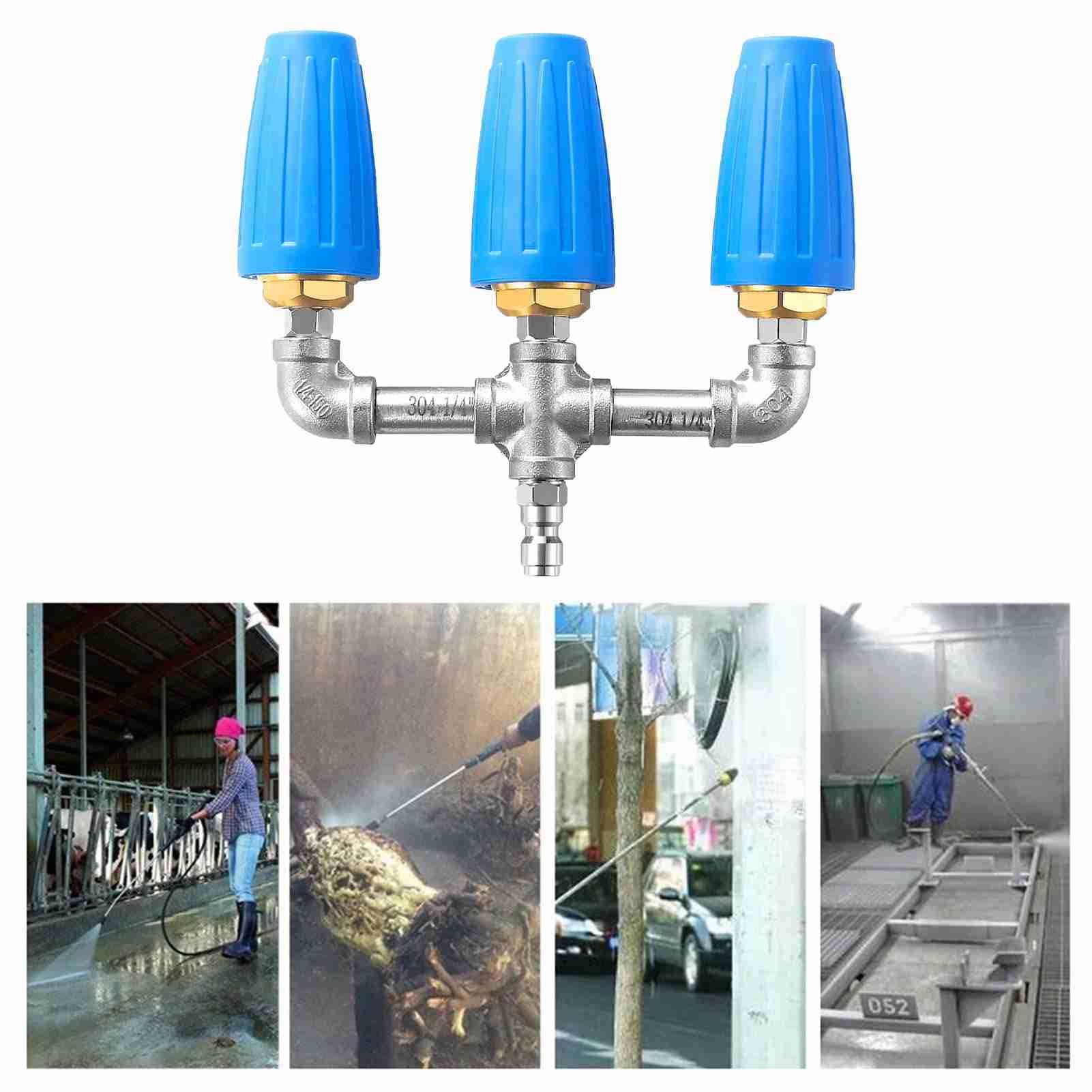 3 en 1 Lavadora de Presión de la Boquilla Turbo, 2.0 Boquilla Triple Turbo, Boquilla Giratoria de 360 ​​° con Conector Rápido de 1/4 Pulgadas, 4000 PSI, para Limpieza de Alta