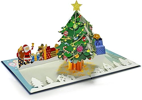 Miniatura 3 de CUTPOPUP - Tarjeta de felicitación navideña 3D con texto en inglés Merry Christmas (árbol de Navidad)