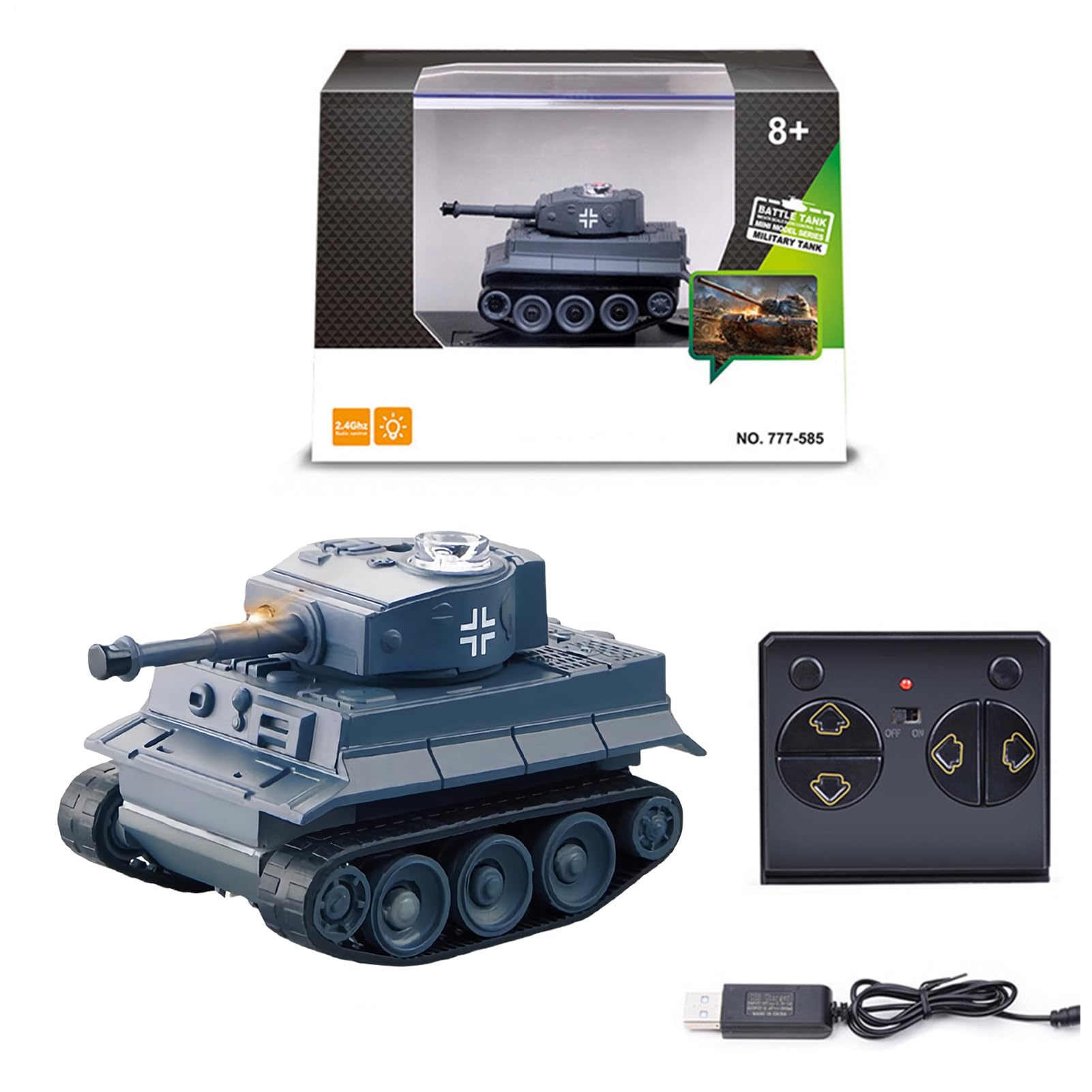 RC Tank, Educational Battle Tank Toy, Mini Remote Control Interactive Vehicle for STEM Learning and Indoor Play in Bedroom Living Room Playroom for Boys Girls Kids Family Game Use 2.68x1.57x1.54in