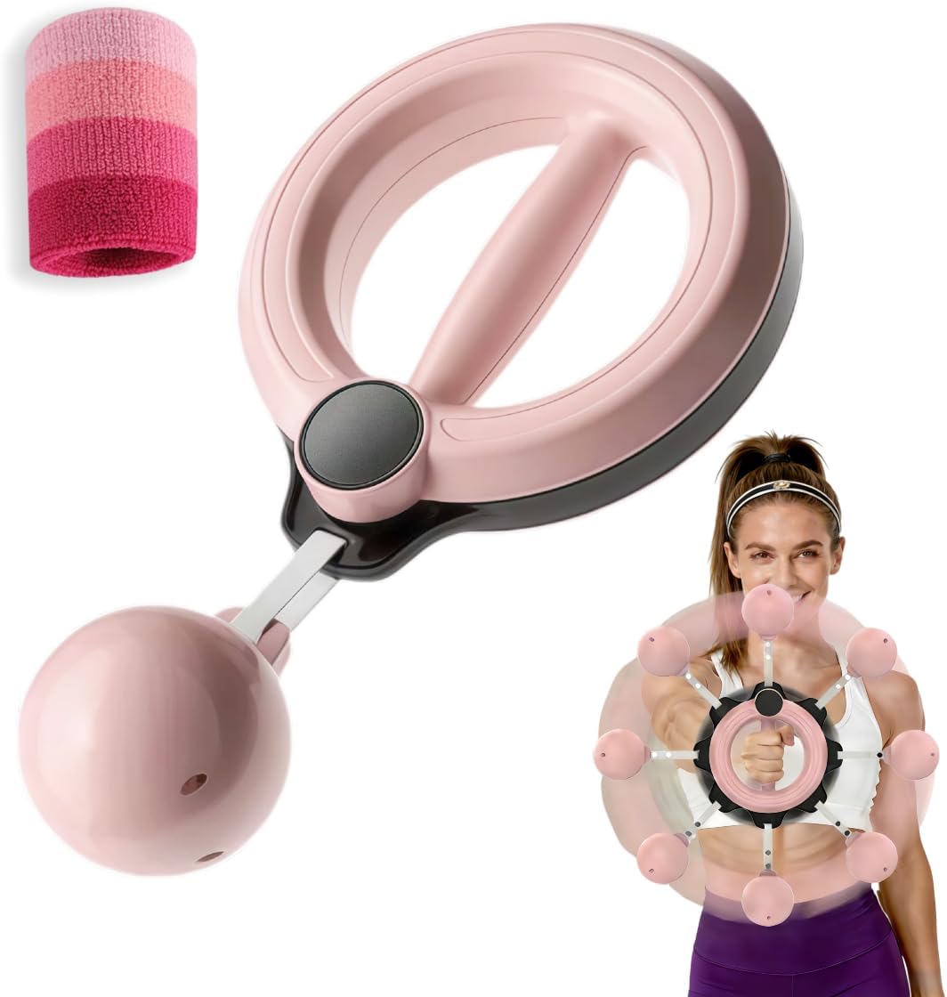 Chest And Arm Trainer With Gyro Ball, 360°Hand-Crank Forearm Strengthener, Shoulder Reliever Ball Swing, Portable At Home Workout Equipment For Women & Men