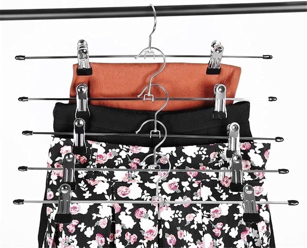 10Pcs Hangers for Clothes Stainless Steel Clip Pants Skirt Hanger Adjustable Clip Anti-Slip Pants Hangers Hangers for Clothes Non Slip