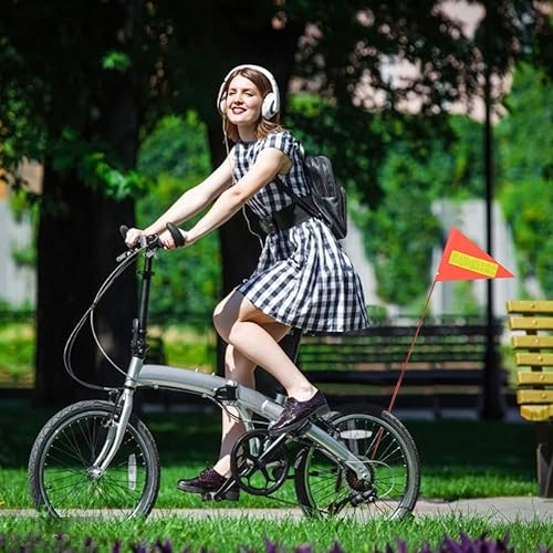 Miniatura 5 de Bandera de bicicleta  Bandera de seguridad de alta visibilidad  Banderas de bicicleta mejoradas con poste  6 pies de alta visibilidad naranja