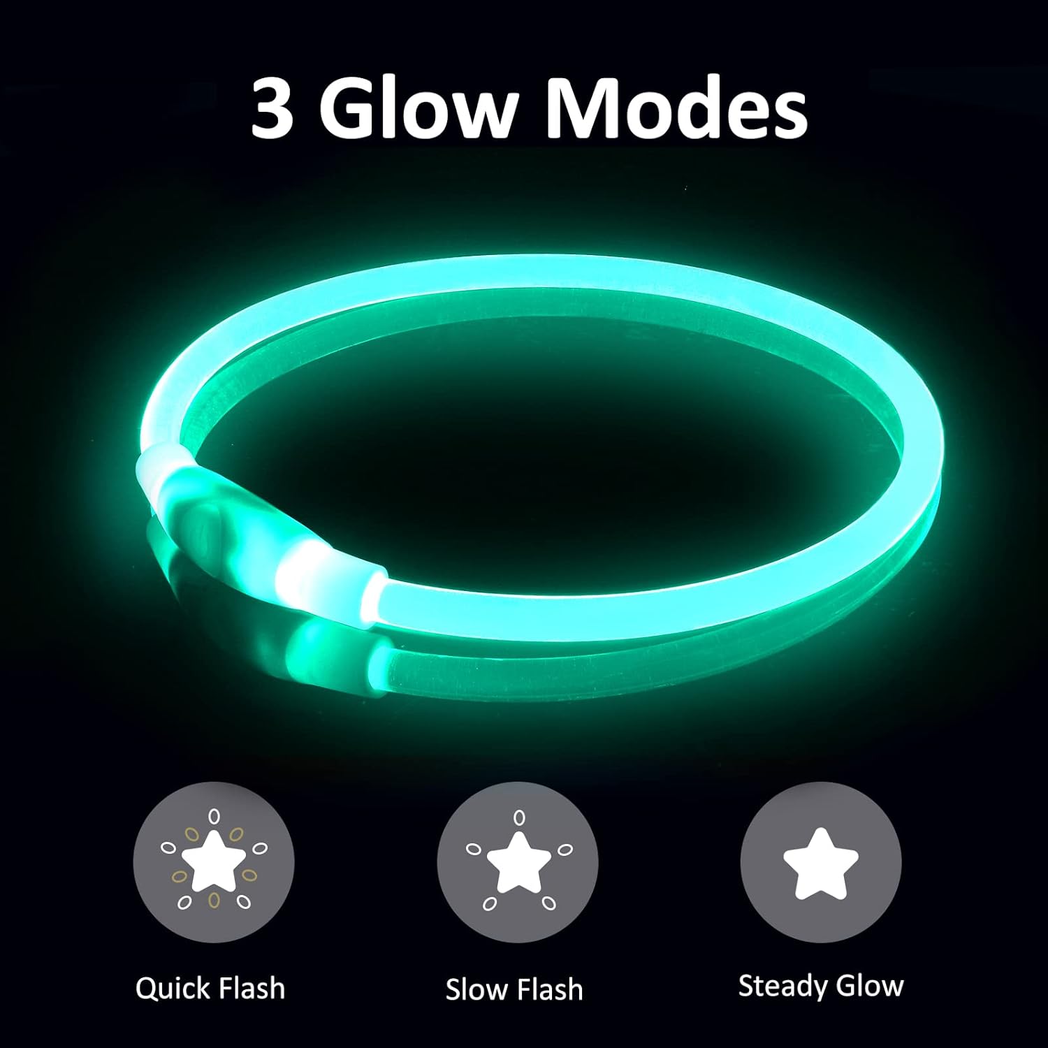 Bpawser Light Up Dog Collars LED Dog Collar 1 Count Multi-Color Micro USB Rechargeable TPU Glow Safety Basic Dog Collars for Large Medium Small Dogs (Cyan) : Pet Supplies