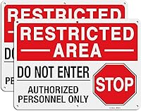 GicnKeuz 2-Pack 14x10 Reflective Aluminum Restricted Area Signs - Do Not Enter Authorized Personnel Only, Waterproof Fade-Resistant Outdoor Warning