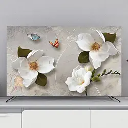 Capas de TV Capa contra poeira de TV Protetor de tela elegante Interior Tecido de TV Sala de Estar Decoração de Arte Universal Pendurado Desktop Curvo Capa de Proteção - Padrão-1||45-48 polegadas (110