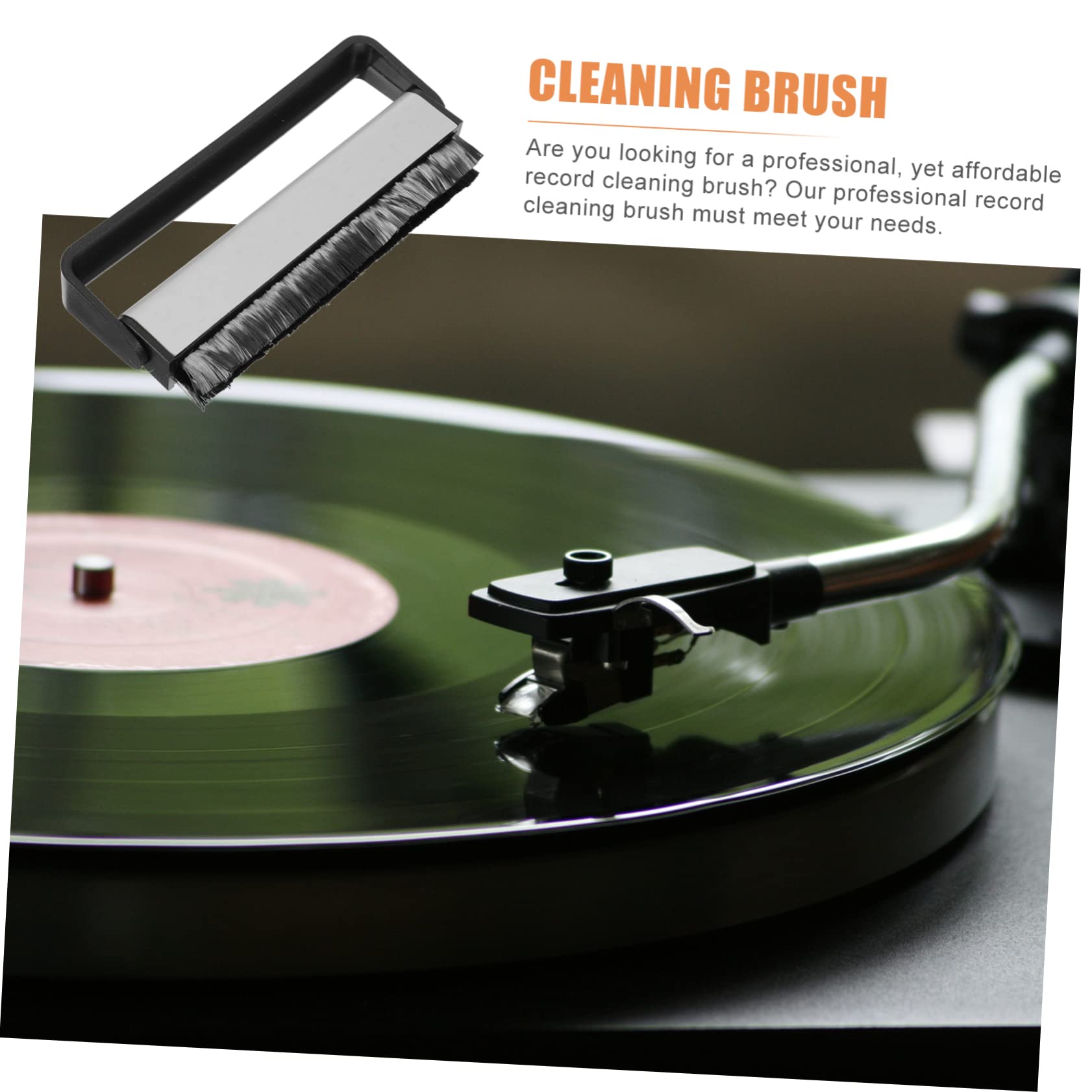 Uonlytech 3pezzi Spazzola Per Pulizia Antistatica Di Carbonio Per Dischi Vinile e Cd Accessorio Per Turntable e Album Rimozione Polvere e Staticità Nero e Argento